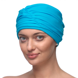 Lekki i wygodny turban do kąpieli z ozdobnym drapowaniem jasny niebieski AQUA # 613*