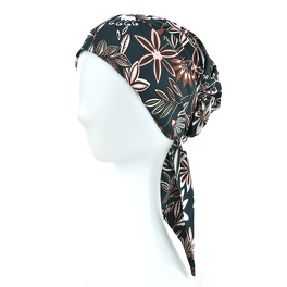 Prosty do ułożenia lekki i wygodny turban w kwiaty butelkowa zieleń FELICJA NEW # 341