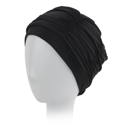 Lekki i wygodny turban do kąpieli z ozdobnym drapowaniem materiału wokół głowy czarny AQUA2 # 990*