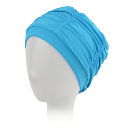 Lekki i wygodny turban do kąpieli z ozdobnym drapowaniem materiału wokół głowy jasny niebieski AQUA2 # 613*