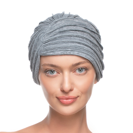 Ciepły szary turban o ciekawym kroju LACY*