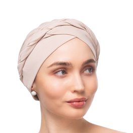 Turban w stylu boho z ozdobnym warkoczem beżowy CORSICA # B9