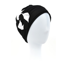 Czarny turban z drapowaną różą PUERTO RICO # B21*