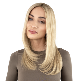 Peruka naturalna damska z włosów azjatyckich blond z refleksami VILI # 10/16R+16H