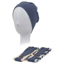 Kilkuczęściowy zestaw turban oraz dwie ozdobne opaski z metalową klamrą granatowy NICOLA # B31