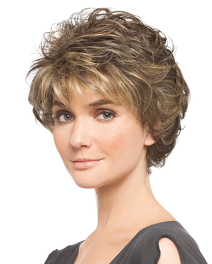 Peruka z włosów syntetycznych ciepły siwy ALEXIS DELUXE TEC # smoke/mix*