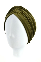 Turban welurowy retro oliwkowa zieleń RIGA # VS/3*