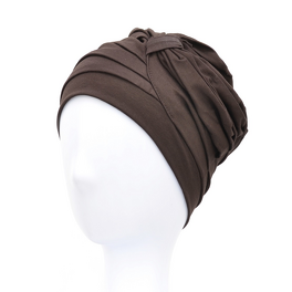 Turban z ozdobnym drapowaniem brązowy KLARA # 25 Premium*