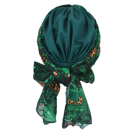 Turban z długą ozdobną szarfą zielony BEATA # sz-11+BM13