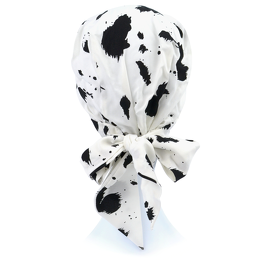 Przewiewny turban z wiązaniem biały w czarne kleksy AMSTERDAM # VC81
