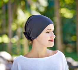 Turban z udrapowaną różą grafitowy POLA # 307*