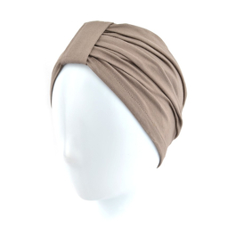 Elegancki i elastyczny turban jasnobrązowy w odcieniu cappuccino OLIVIA # BM141